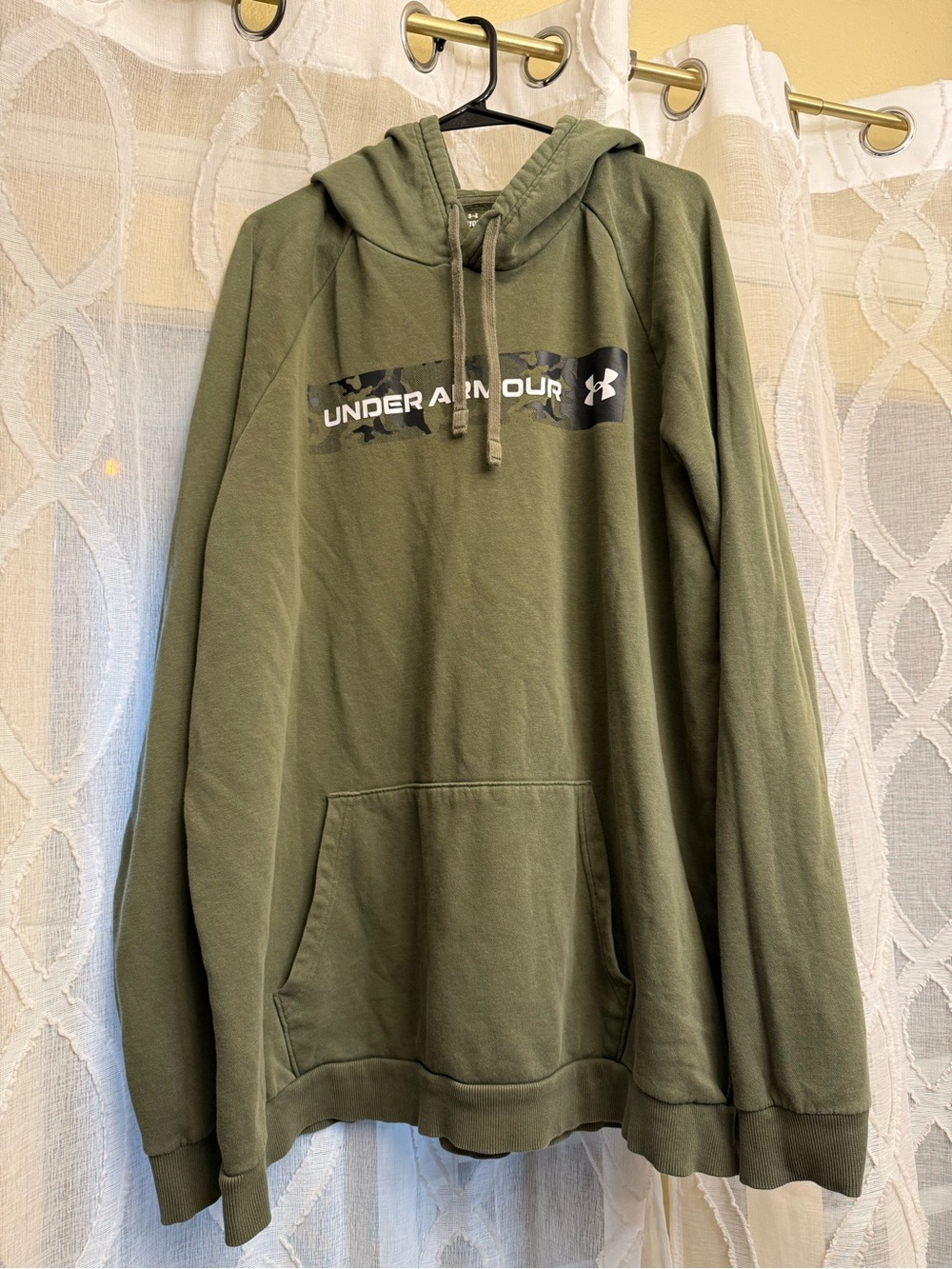 Under Armour Olive Green Pullover Hoodie with Camo Logo